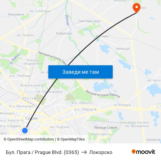 Бул. Прага / Prague Blvd. (0365) to Локорско map