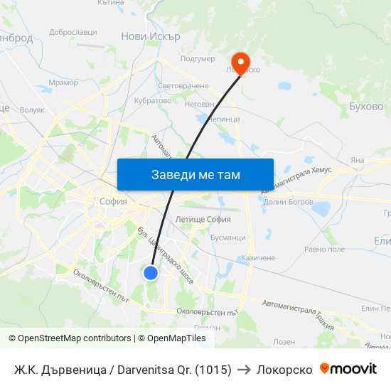 Ж.К. Дървеница / Darvenitsa Qr. (1015) to Локорско map