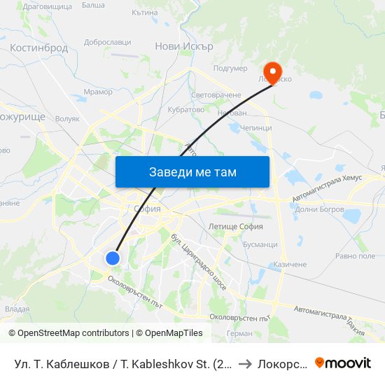 Ул. Т. Каблешков / T. Kableshkov St. (2213) to Локорско map