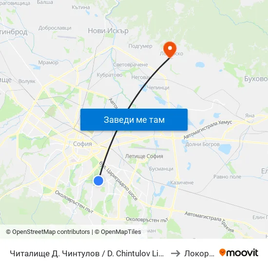 Читалище Д. Чинтулов / D. Chintulov Library (2366) to Локорско map