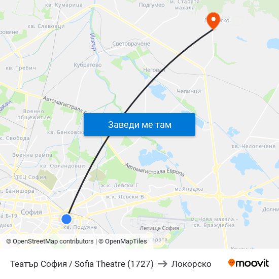 Театър София / Sofia Theatre (1727) to Локорско map