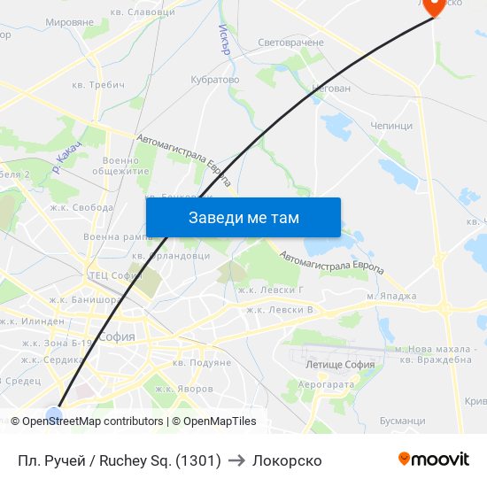 Пл. Ручей / Ruchey Sq. (1301) to Локорско map