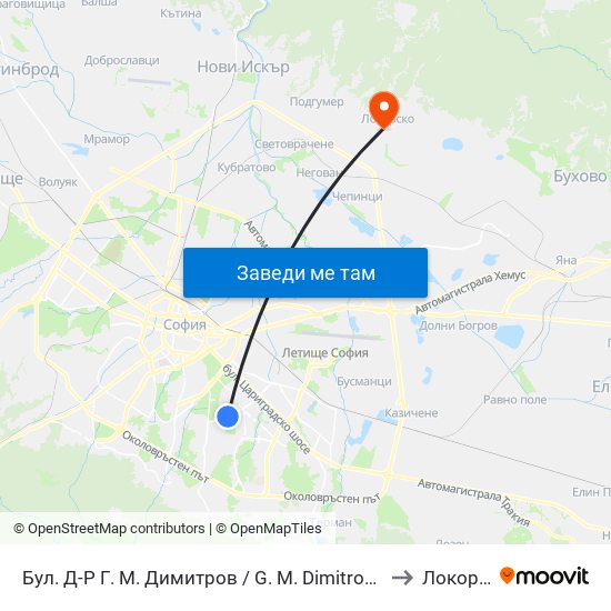 Бул. Д-Р Г. М. Димитров / G. M. Dimitrov Blvd. (0316) to Локорско map