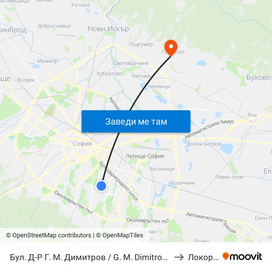 Бул. Д-Р Г. М. Димитров / G. M. Dimitrov Blvd. (0318) to Локорско map