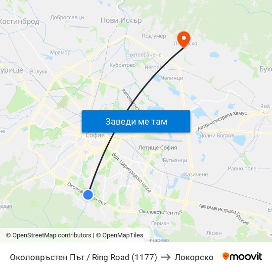 Околовръстен Път / Ring Road (1177) to Локорско map