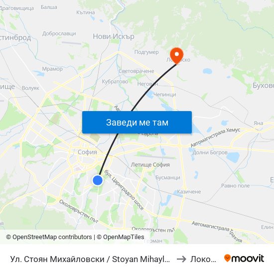 Ул. Стоян Михайловски / Stoyan Mihaylovski St. (2692) to Локорско map