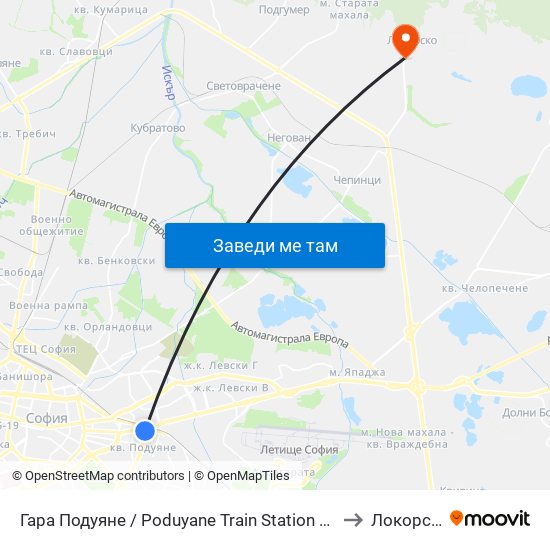 Гара Подуяне / Poduyane Train Station (0466) to Локорско map