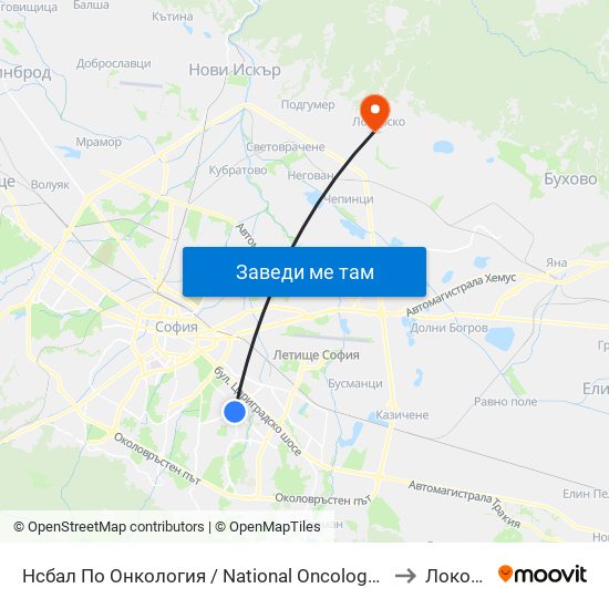 Нсбал По Онкология / National Oncology Hospital (0764) to Локорско map