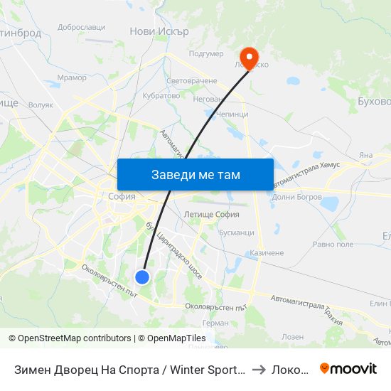 Зимен Дворец На Спорта / Winter Sports Palace (0742) to Локорско map