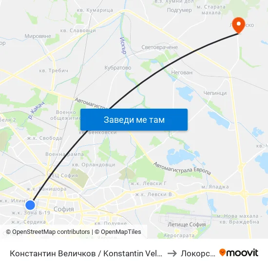 Константин Величков / Konstantin Velichkov to Локорско map
