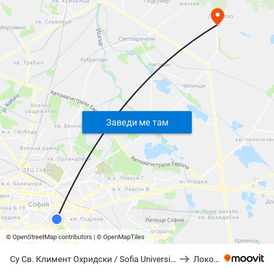 Су Св. Климент Охридски / Sofia University St. Kliment Ohridski to Локорско map