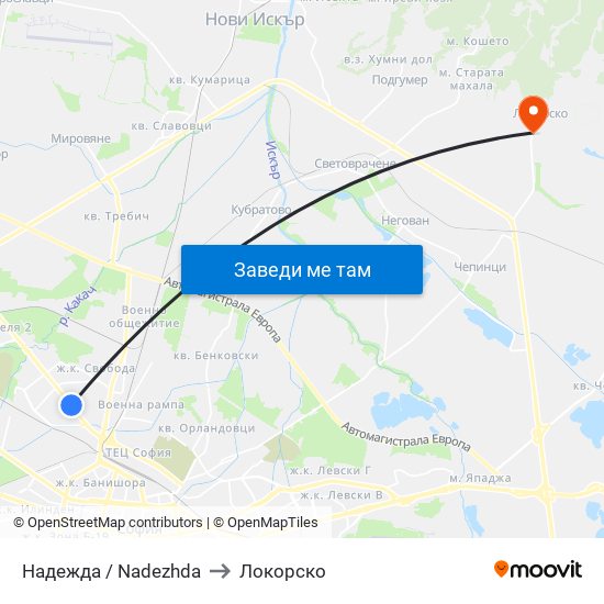Надежда / Nadezhda to Локорско map