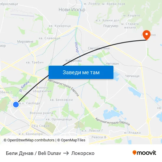 Бели Дунав / Beli Dunav to Локорско map