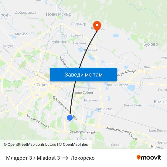 Младост-3 / Mladost 3 to Локорско map