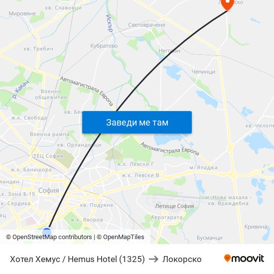 Хотел Хемус / Hemus Hotel (1325) to Локорско map