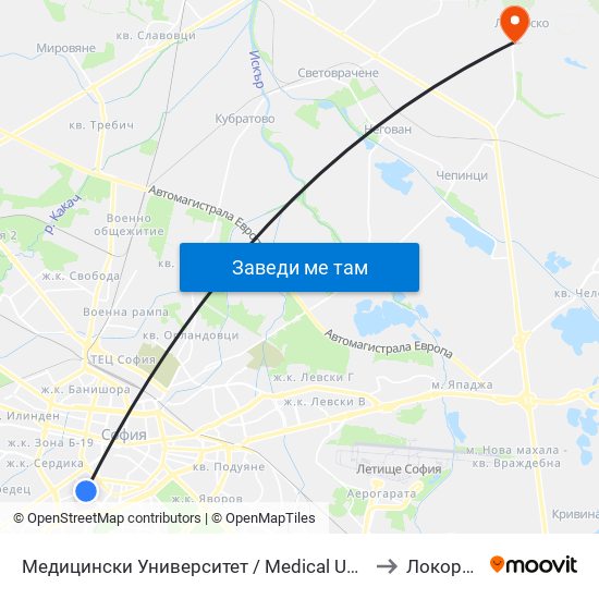 Медицински Университет / Medical University to Локорско map