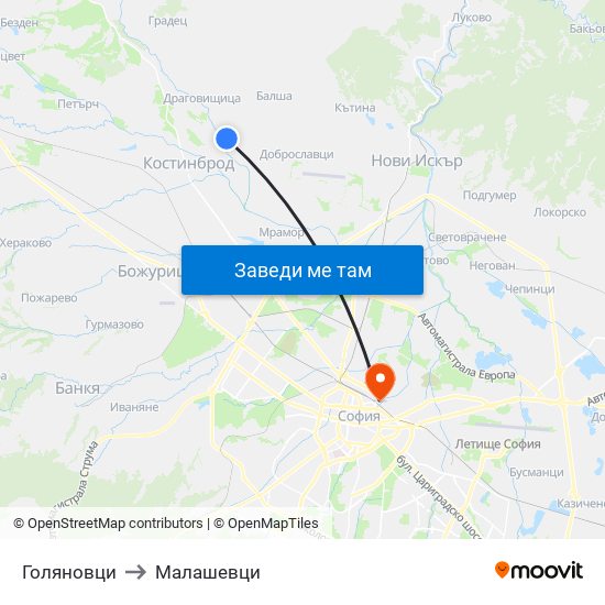 Голяновци to Малашевци map