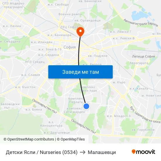 Детски Ясли / Nurseries (0534) to Малашевци map