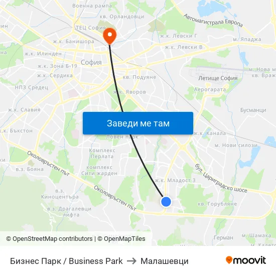 Бизнес Парк / Business Park to Малашевци map