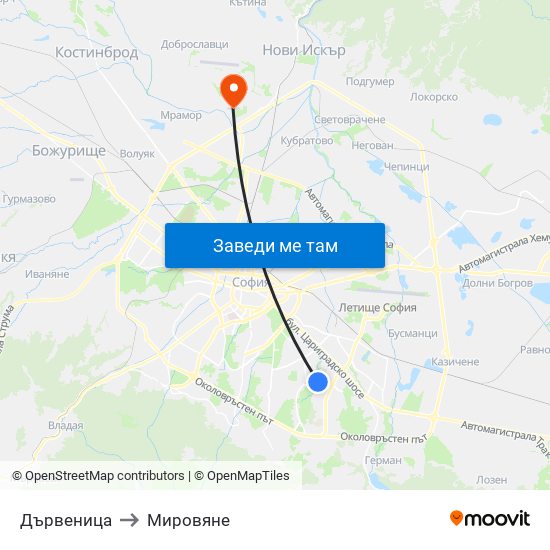 Дървеница to Мировяне map