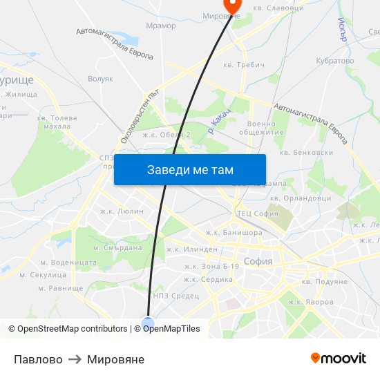 Павлово to Мировяне map