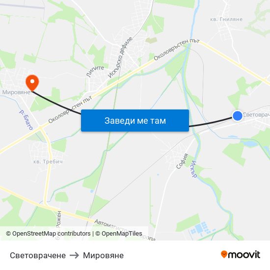 Световрачене to Мировяне map