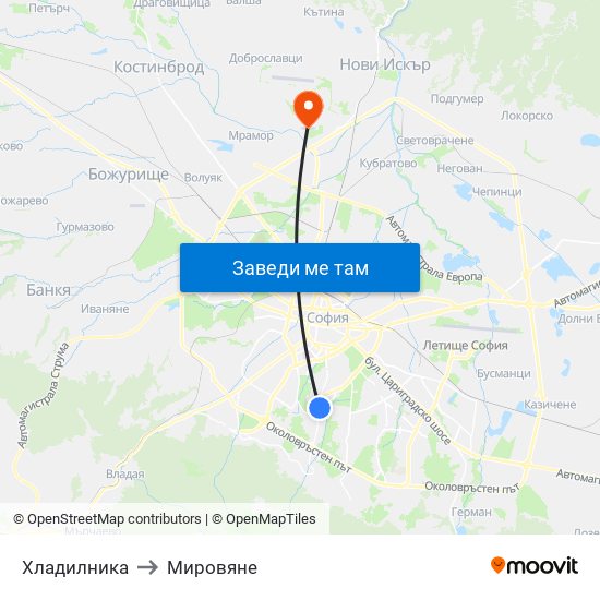 Хладилника to Мировяне map