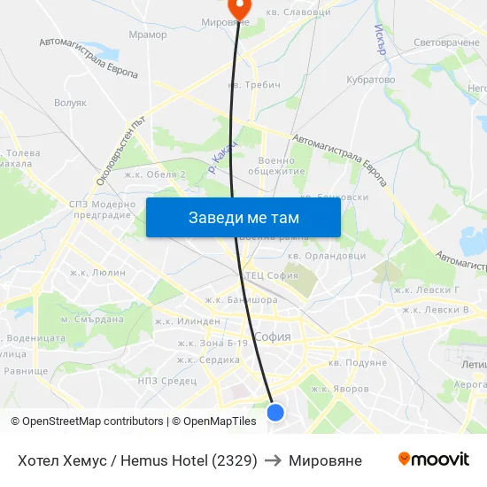 Ⓜ️ Хотел Хемус / Hemus Hotel (2329) to Мировяне map