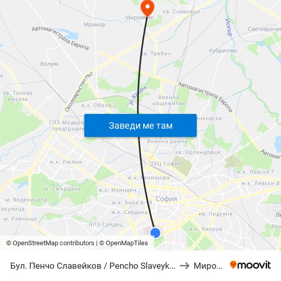 Бул. Пенчо Славейков / Pencho Slaveykov Blvd. (0356) to Мировяне map