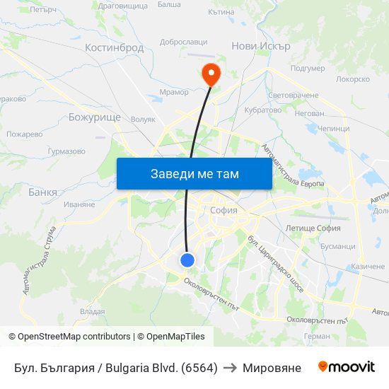 Бул. България / Bulgaria Blvd. (6564) to Мировяне map