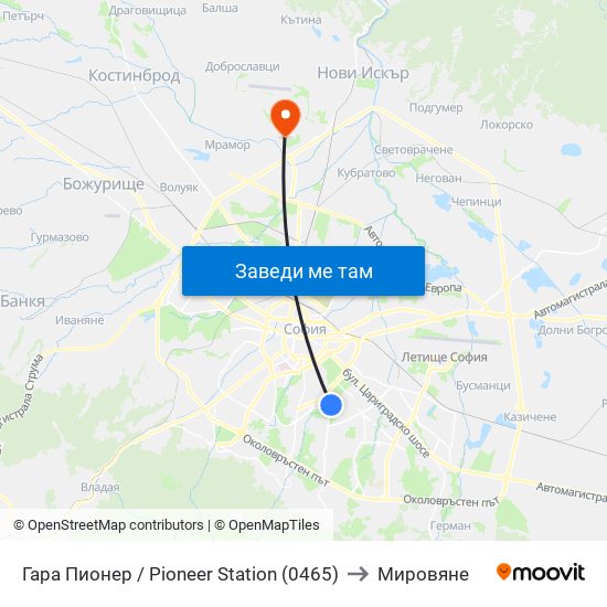 Гара Пионер / Pioneer Station (0465) to Мировяне map