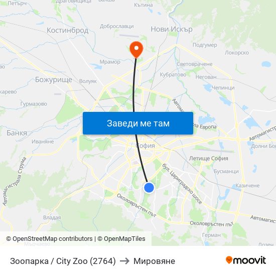 Зоопарка / City Zoo (2764) to Мировяне map