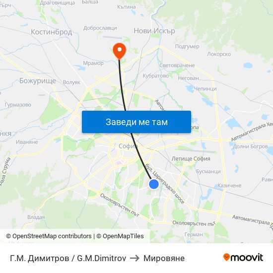 Г.М. Димитров / G.M.Dimitrov to Мировяне map