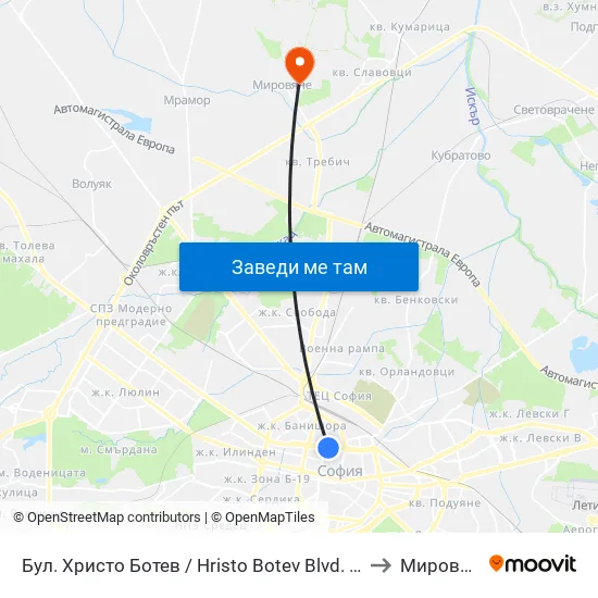 Бул. Христо Ботев / Hristo Botev Blvd. (0385) to Мировяне map