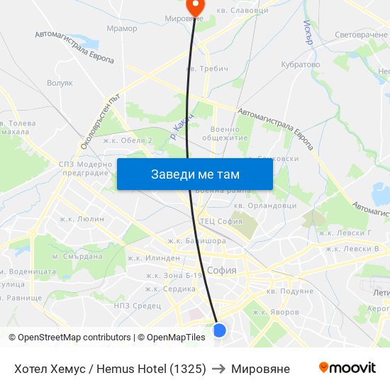 Хотел Хемус / Hemus Hotel (1325) to Мировяне map