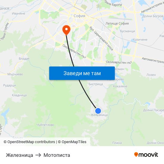 Железница to Мотописта map