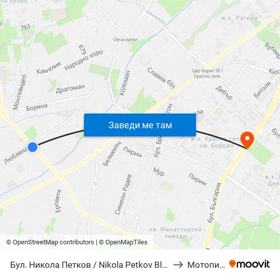 Бул. Никола Петков / Nikola Petkov Blvd. (0350) to Мотописта map