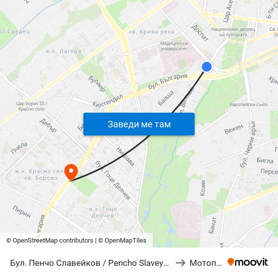 Бул. Пенчо Славейков / Pencho Slaveykov Blvd. (0356) to Мотописта map