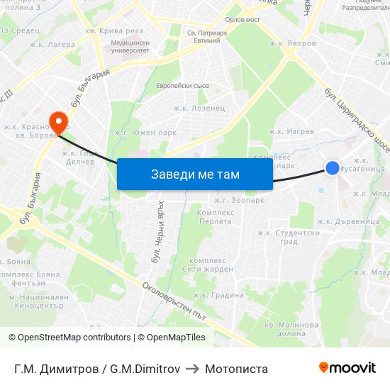 Г.М. Димитров / G.M.Dimitrov to Мотописта map