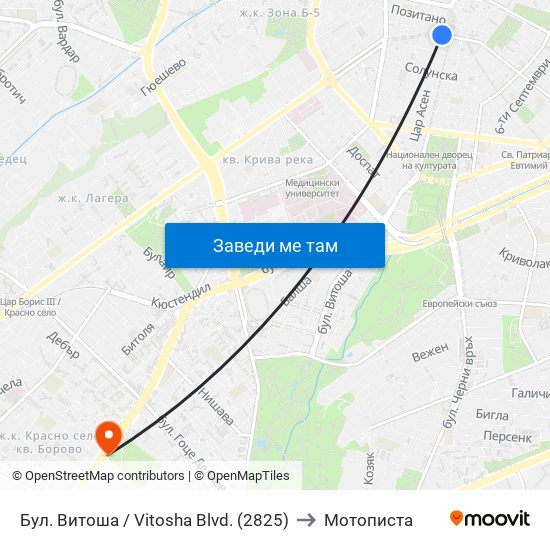 Бул. Витоша / Vitosha Blvd. (2825) to Мотописта map