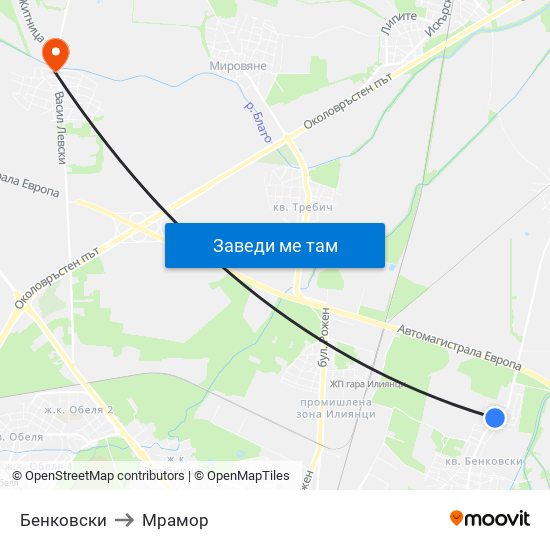 Бенковски to Мрамор map