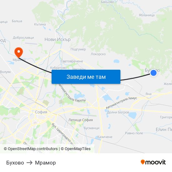 Бухово to Мрамор map
