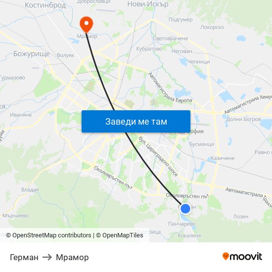 Герман to Мрамор map