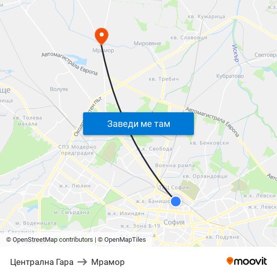 Централна Гара to Мрамор map