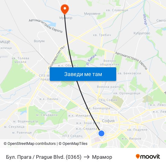 Бул. Прага / Prague Blvd. (0365) to Мрамор map