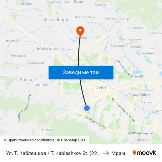 Ул. Т. Каблешков / T. Kableshkov St. (2213) to Мрамор map