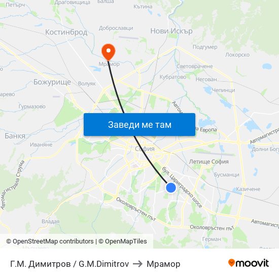 Г.М. Димитров / G.M.Dimitrov to Мрамор map