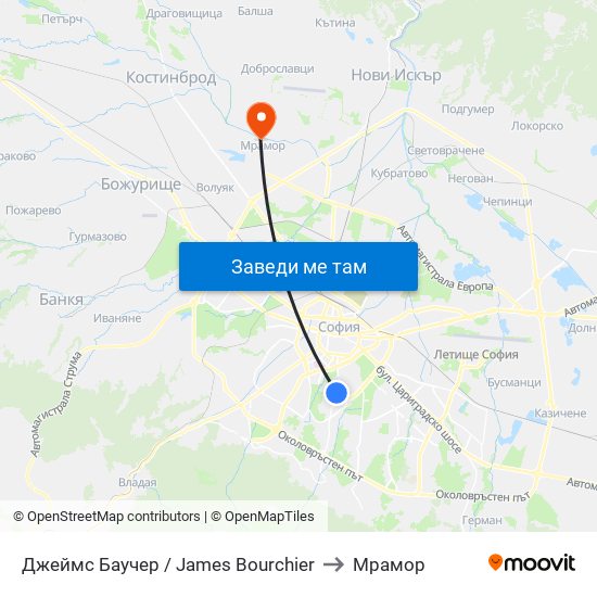 Джеймс Баучер / James Bourchier to Мрамор map