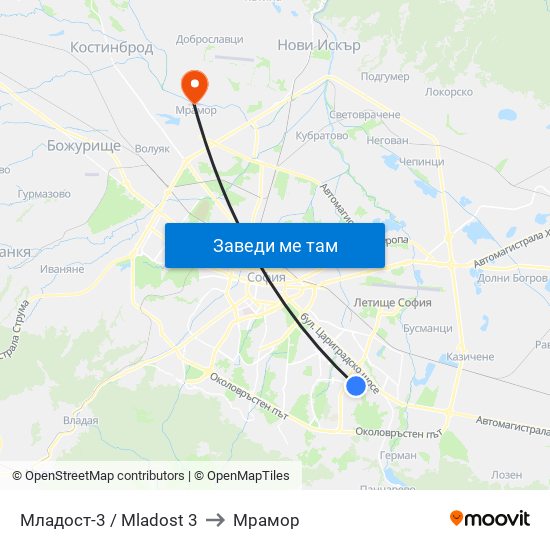 Младост-3 / Mladost 3 to Мрамор map