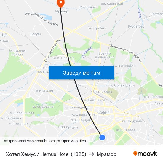 Хотел Хемус / Hemus Hotel (1325) to Мрамор map